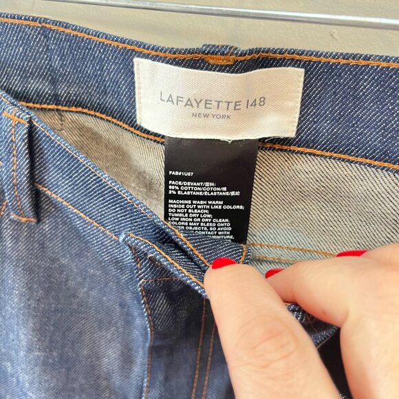 Lafayette 148 NY Watts Jeans High-Waisted Straight-Leg Blue Denim Pants Womens-‎ - Picture 2 of 5